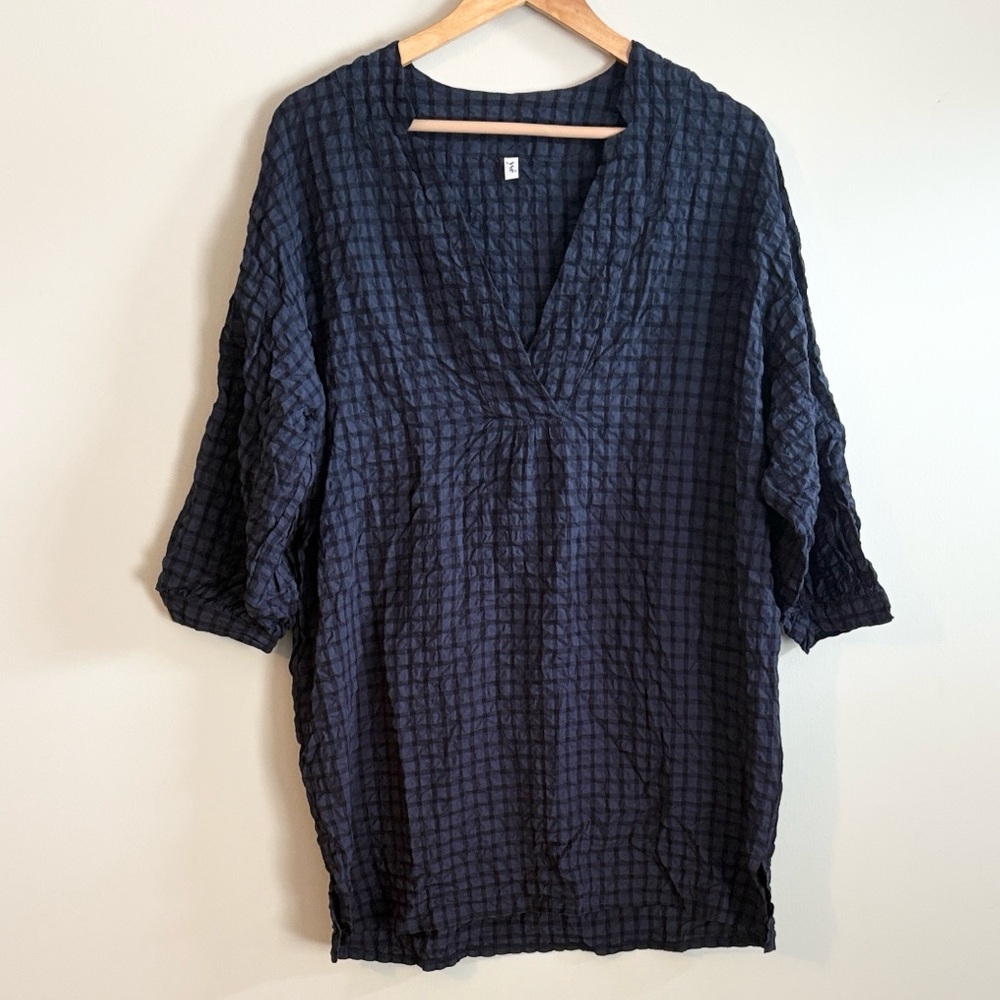 Navy Blue Plaid Dress